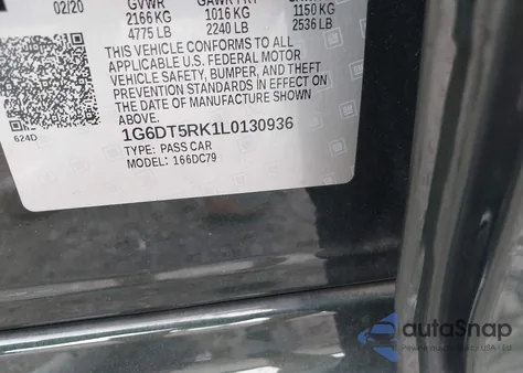 2020 Cadillac Ct5 Premium Luxury из США, поврежденный, VIN 1G6DT5RK1L0130936